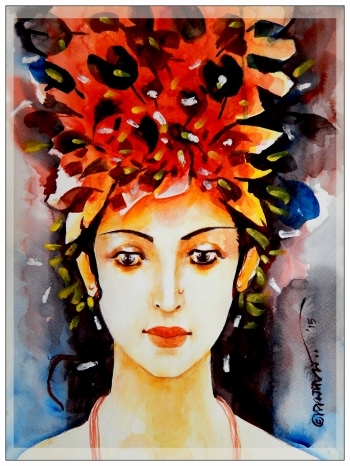 watercolor painting titled Adorned