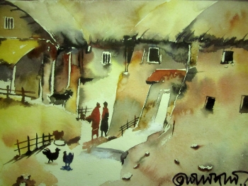  painting titled Village House