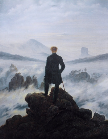 Oil-on-canvas painting titled Wanderer above the Sea of Fog
