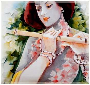 watercolor painting titled Krishna