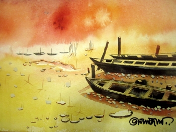  painting titled Boats