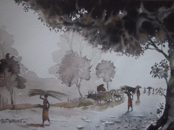  painting titled Village Road