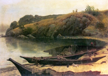  painting titled Canoes