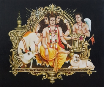 Oil on Canvas Panel painting titled Shree Guru Datta