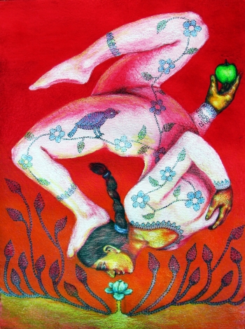 MIXED MEDIA ON PAPER painting titled DANCING WITH LOVE