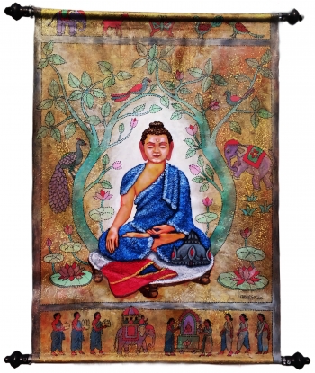 Acrylic on Canvas  painting titled The Enlightenment of Gautama