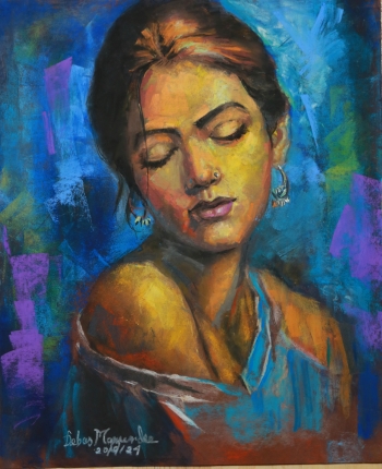 Soft pastel on pastel paper painting titled Contemplation 