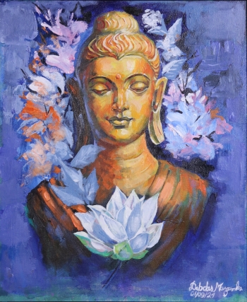 Acrylic on stretched canvas painting titled Buddha Painting