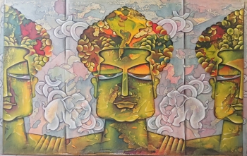Acrylic on canvas  painting titled Lord Buddha 