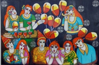 Acrylic on canvas painting titled Party time