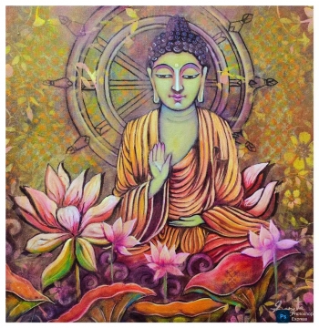 Acrylic on Canvas painting titled Wheel of inner peace 