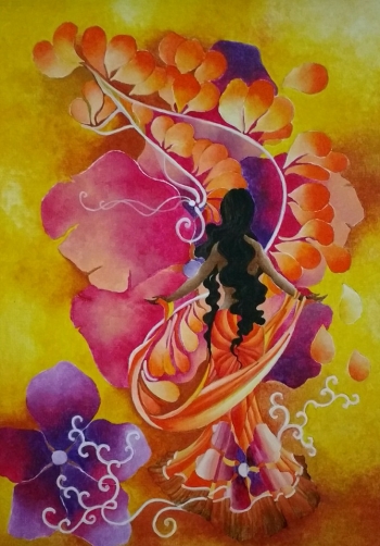 Watercolor on paper painting titled Sands of Soul