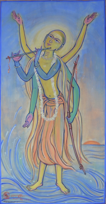 Watercolor on Poster Paper painting titled Rama Krishna Chaitanya