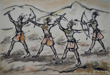 Water Color on Drawing Sheet, Unframed painting titled Ram Leela