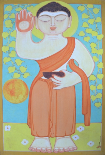 Watercolor on Markin Cloth painting titled Tathagata Buddha