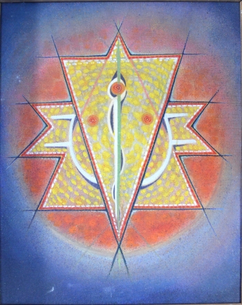 Watercolor on Markin Cloth on Masonite Board painting titled Siddhidata Ganesh