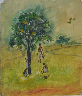 Water Color on Drawing Sheet painting titled The Jasmine Pickers