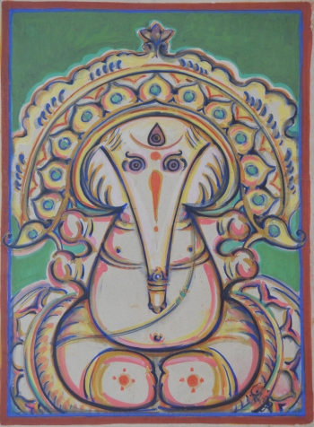 Water Color on Drawing Sheet painting titled Ganesha