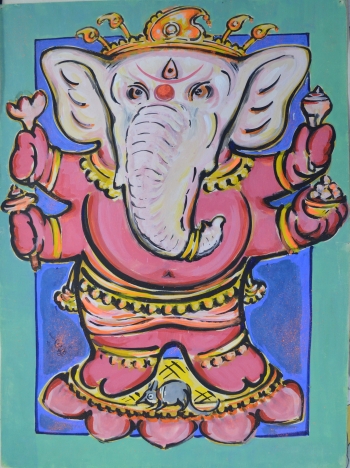 Watercolor on Poster Paper painting titled Ganesha