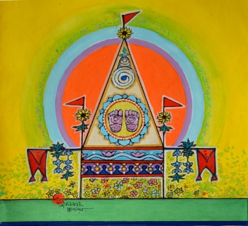 Watercolor on Poster Paper painting titled Temple of Vishnu