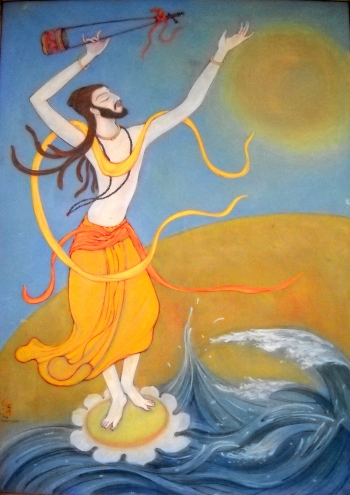 Watercolor on Canvas painting titled Baul