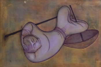 Watercolor on Canvas painting titled The Siesta