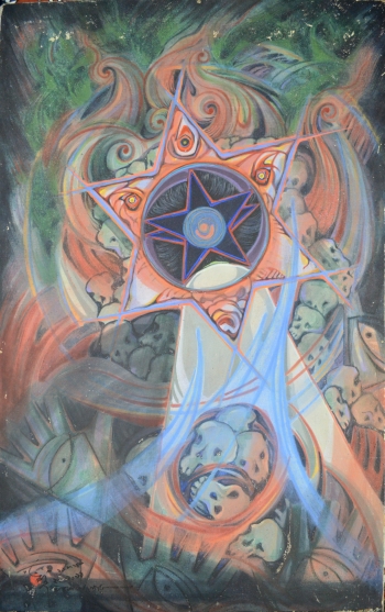Watercolor Masonite Board Markin Cloth painting titled The Armageddon