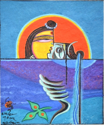 Water Color on hand Made Paper painting titled Bhikari Shiv