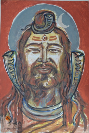 Watercolor on Poster Paper painting titled Shiva Ratri