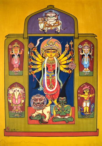 Watercolor Markin Cloth painting titled Shanti Surupa