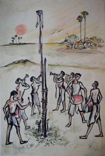 Water Color on Drawing Sheet, Unframed painting titled Charak