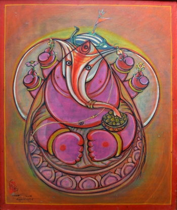  painting titled Ganesha in Pink