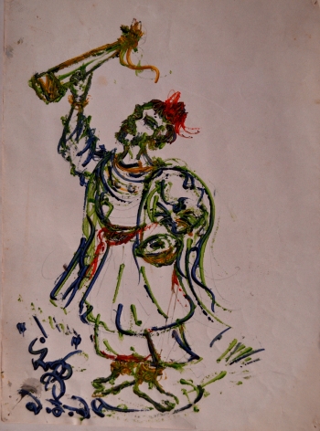 Water Color on Drawing Sheet, Direct Tube, Unframed painting titled Baul