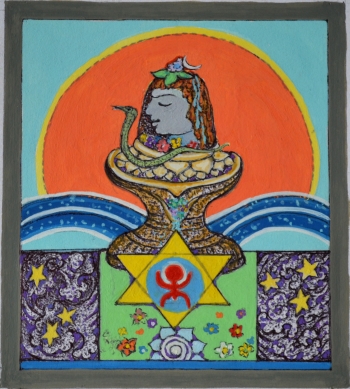 Water Color on hand Made Paper painting titled Shiva