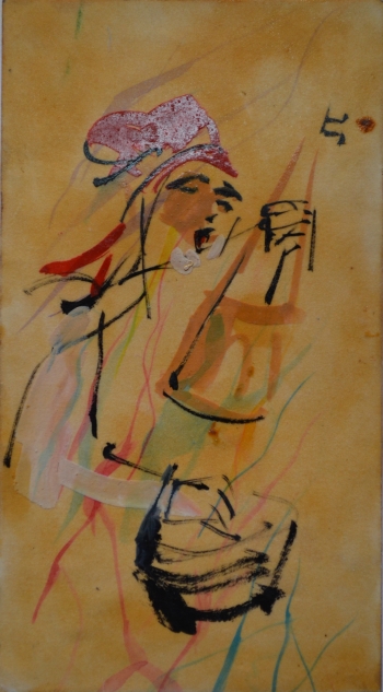 Watercolor on Poster Paper painting titled The Musician