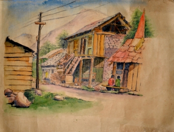 Watercolor on Handmade Paper painting titled Ranikhet