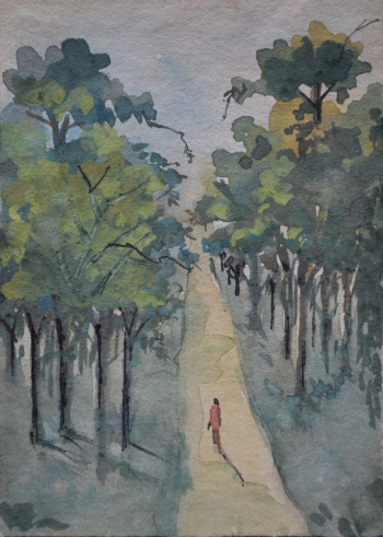 Watercolor on Poster Paper painting titled A Walk Through The Forest