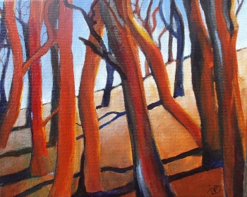 acrylics on canvas painting titled Dancing trees