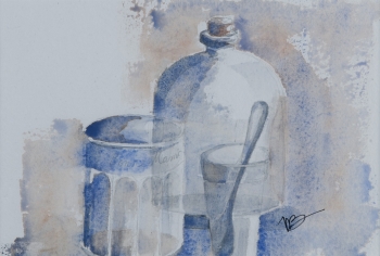 watercolor on paper painting titled Still life with spoon