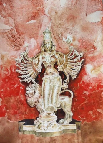 Watercolour on Paper painting titled The Blessings of Devi Durga