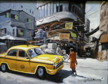 arcylic on canvas painting titled Glorious Kolkata III
