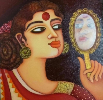 Oil & Acrylic on canvas painting titled Shringar