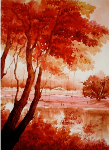 Watercolour on paper painting titled A Season of Blossoms