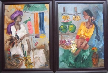 oil on canvas painting titled An Indian Mela I & II