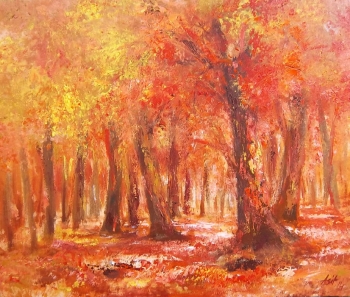 arcylic on canvas painting titled The Sun-dappled Forest III