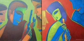 Acrylic on Canvas painting titled The Music of Eternity I & II