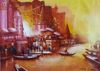 arcylic on canvas painting titled Magical Benares I