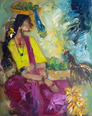 oil on canvas painting titled Flavours of an Indian Fair VI