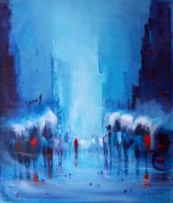 arcylic on canvas painting titled The Poetry of Monsoons