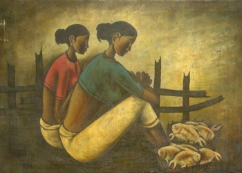 Oil on Canvas painting titled Fisherwomen